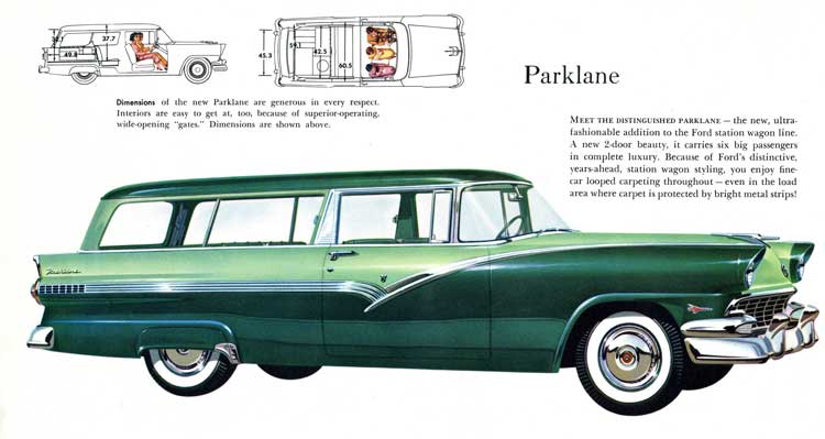 By 1956 Ford had its own Nomad fighter the Fairlinetrimmed Parklane and 